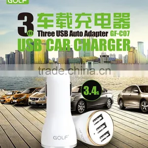 3 Port USB Certified Car Charger Quick Charge With Smart High Quality 3 Usb Car Charger Adapter For Samsung Galaxy Device thumbnail-2