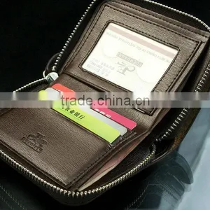 Billfold Multi Pockets Purse Card Holder Mens Zipper Leather Wallet thumbnail-4