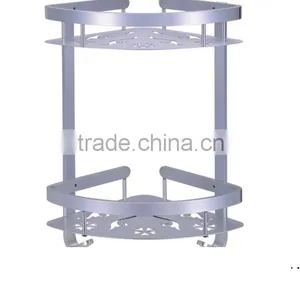 Aluminum Bathroom 2-Tier Corner Shelf Basket Wall Mounted, Silver Sand Sprayed thumbnail-5