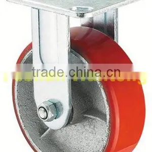Heavy Duty Iron Core Polyurethane Fixed Industrial Spring Loaded Caster thumbnail-1