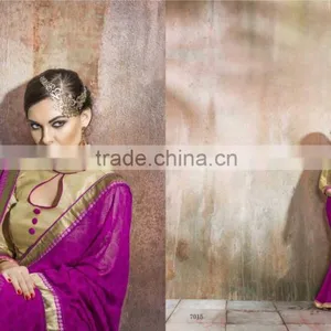 Bordered Embroidery Worked Elegance Designer Sarees thumbnail-2