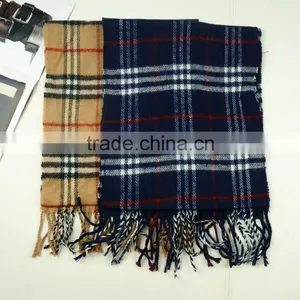 Fall 2013 Fashion Unisex Plaid Cashmere Feel 100%polyester Scarf thumbnail-1