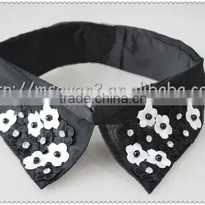 Customized Angle Shaped Beaded Necklace, Black Collar With Flower Beaded for T-shirt thumbnail-3