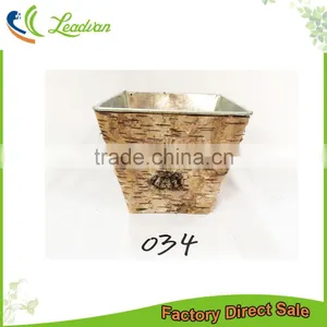 Nanning Factory Trade Natural Look Zinc Galvanized Metal Iron Inside Flower Tree Birch Bark Outdoor Vase Planter thumbnail-1