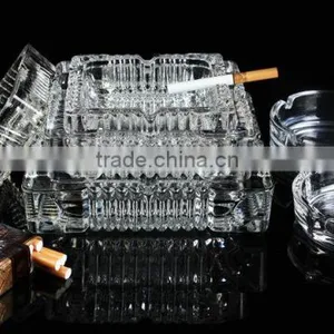 Clear Glass Ashtray With Different Size Square and Round Shape thumbnail-1