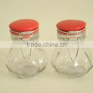 Clear Glass Jar Locking Lid With Ceramic Lid thumbnail-1