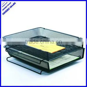 Quality 2 Tier Office Metal Mesh Desktop Stacking Desk Paper Tray thumbnail-1