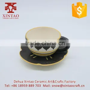 Glazed Chinese Ceramic Wholesale Bone China Tea Cup and Saucer, Usa Black Coffee Cup thumbnail-2