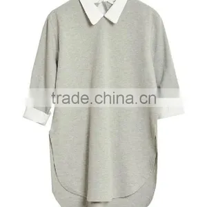 Hot Style Grey and White Custom T-shirt With Short Front Long Back Design thumbnail-3