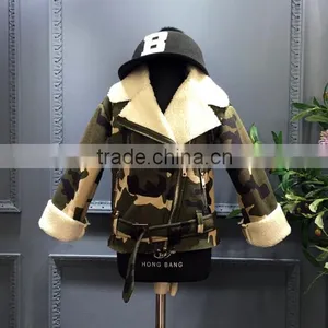Wholesale Bomber Jacket Childrens Camouflage Color Lambs Wool Coat thumbnail-4