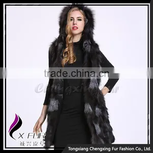 CX-G-B-174 Women Autumn Fashion Fox Fur Vest Woman Hoodies thumbnail-2