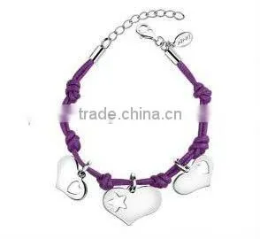 Fashion Thread Bracelet With Heart Charms, Knotted Thread Jewelry Promotion Gift Jewelry thumbnail-1