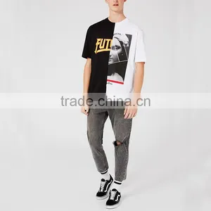 Wholesale Men's Splicing T-shirt Digital Printing T-shirt for Men Custom Clotning thumbnail-2