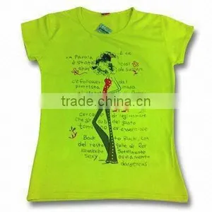 Women's Knitted T-shirt in Various Colors and Designs, Made of 100% Cotton thumbnail-1