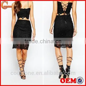 100%Polyester Embroidered Lace Latest Skirt and Blouse for Women thumbnail-1