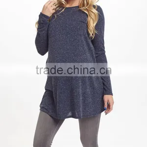 Clearence Long Sleeve Maternity T-Shirt With Navy Heather Cutout-Back Maternity Tunic Tops Women Wear WT80817-65 thumbnail-1