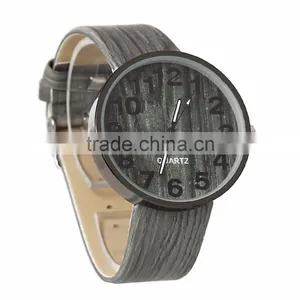 2017 Classical Round Gray Leather Watch Wholesale,Wood Watch thumbnail-3