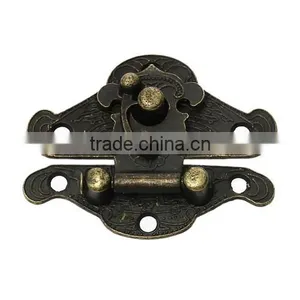 Antique Bronze Flower Pattern Jewelry Wooden Box Lock Latch Lock Decorative 4.8cmx3.8cm thumbnail-1