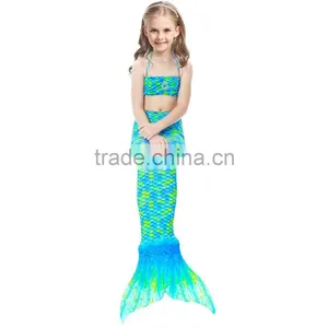 Kids Bikini + Shorts + Mermaid Tail With Pink Monofin for Swimming thumbnail-5