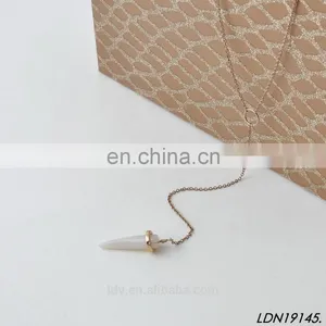 Ivory Quartz Elephant Teeth Horn Pendant Agate Charm Necklace Simple Gold Chain Y Necklace thumbnail-2