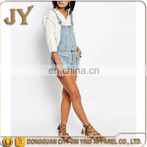 American Europe Style Denim Short Overalls Button Placket Jumpsuits Adjustable Clasp Front Straps for Wholesales thumbnail-5