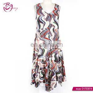 100% Polyester Fiber Casual Loose Fit Free Size 2017 Summer Dress thumbnail-1