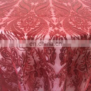 TC227A New Red Sequin Fabric Moroccan Home Sense Tablecloth for Restaurant thumbnail-5