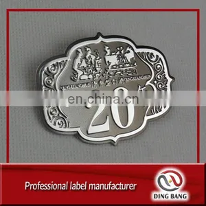 Wholesale High Quality Professional Sliver Plated Europe Brand Embossed Metal Aluminum Custom Wine Label thumbnail-1