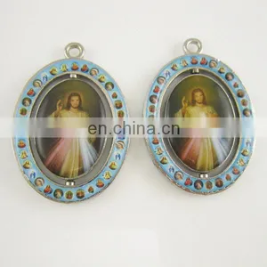 Religious Rotating Cross Key Chain Divine Mercy Medal Pendant thumbnail-1