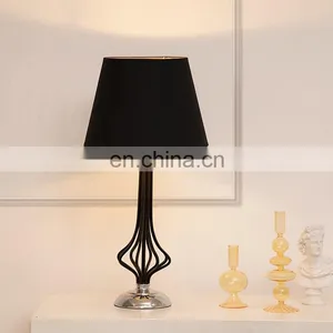 New Arrival Modern Popular Style Black Cotton Lampshade Metal Table Lamp for Bedroom thumbnail-5