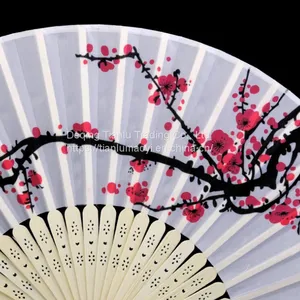 Chinese Feng Shui Painting Plum Blossom Silk Fan Chinese Classical Folding Fan Wedding Folding Fan Single Cloth Fan Japanese Fan Gift Wholesale thumbnail-4