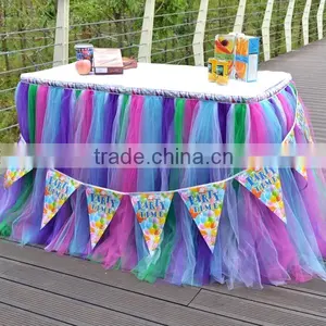 Hot Sale New Customized Tutu Tableware Tulle Table Skirt Party Wedding Decorations Best Price Gift SD103 thumbnail-5