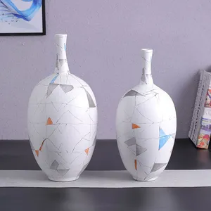 Nordic Simple Style White Geometric Puzzles Olive Jingdezhen Ceramic Vase Home Decoration thumbnail-2