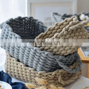 Top Selling Cotton Rope Basket Wholesale 100% Handmade Customized Natural Sundries Storage Basket thumbnail-5