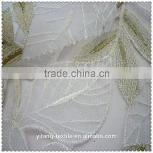 Leaves Pattern Embroidered Net Fabric thumbnail-2