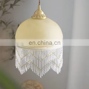 Luxury Metal Pendant Lighting For Bedroom Handmade Leaves Modern Cylinder Chandelier Lamp thumbnail-4