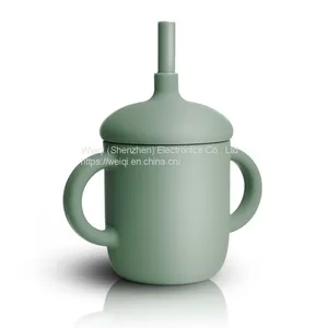 Weiqi Manufacturer BPA Free Silicone Sippy Cup Reusable No Spill Silicone Cup With Lid Straw thumbnail-5