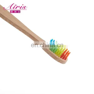 Bamboo Organic Toothbrush Flat Handle Rainbow Bristle Custom Logo Manufacturer thumbnail-5