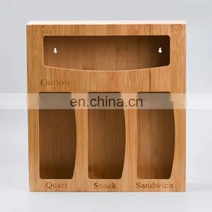 Compatible Plastic Baggie Food Home Storage Boxes Containers Ziplock Bags Bamboo Organizer And Dispenser Ffor Kitchen Drawer thumbnail-3