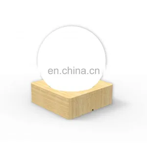 2021 New Design Bedroom Home Decor Induction Dual Colors Moon Shaped Bed Light With Bamboo Base thumbnail-3