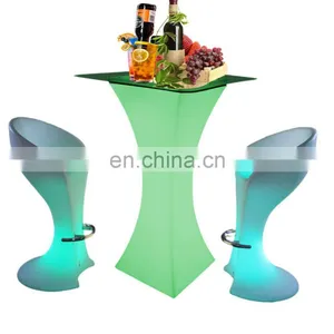 Modern Plastic Led Lighted up Furniture Led Table Chair Set / Led Bar Table and Chairs thumbnail-1