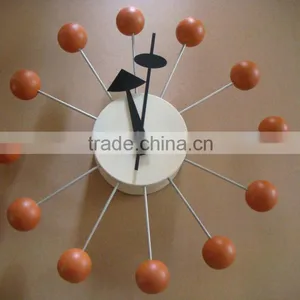 Modern Wall Clock Walnut Ball Clcok Dining Room Wall Clock thumbnail-1