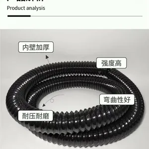 Black PU Polyurethane Corrugated PipeSteel Wire Reinforced Industrial Dust Suction Pipe thumbnail-2