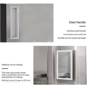 SS7700 Stainless Steel Wardrobe With Makeup Mirror&Secure Lock, 0.8mm Thickness Anti-Bacterial Cabinet for Pharmaceutical & Biotech Labs-OEM/ODM thumbnail-3