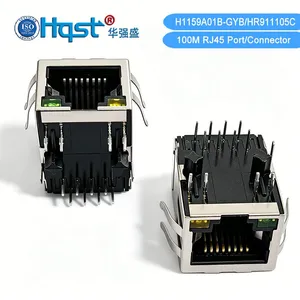 H1159A01B-GYB 100M RJ45 Network Transformer IEEE 802.3 Compliant LAN Isolation Transformer With LED Indicator thumbnail-1