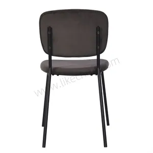 Luxury Modern Velvet Upholstered Dining Chair With Black Ripple Legs for Hotel Use thumbnail-5