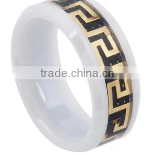 Men's Ceramic Greek Key Inlay Band (8mm),Wholesale Ceramic Ring thumbnail-1