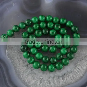 YJ1122-9 Dark Green Dyed Jade Stone Beads Strand thumbnail-1