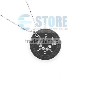 With CZ Diamond Black Lava Quantum Energy Pendants Nano Ion Pendant Stainless Steel Chain thumbnail-4
