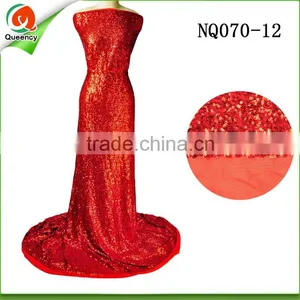 High Quality Spangle Fabric Red Sequin Fabric for Party Dress NQ070-12 thumbnail-2
